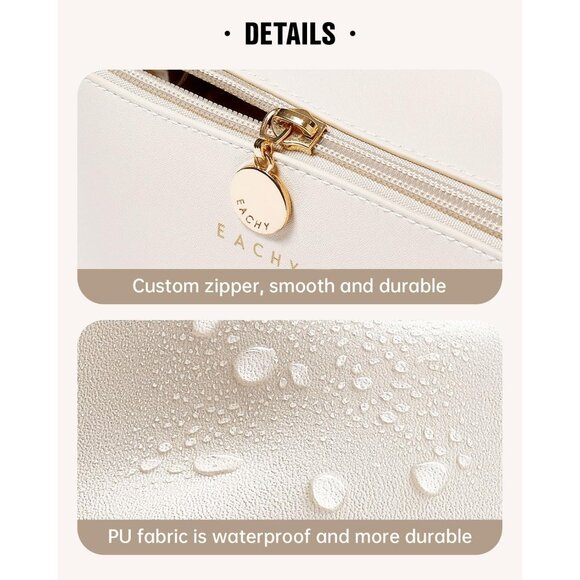 Women White Large Capacity Cosmetic Travel Makeup Waterproof Portable Pouch Bag - Picture 5 of 9